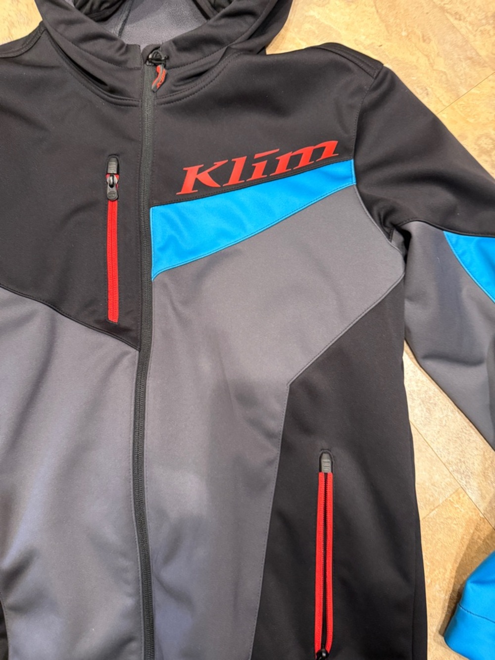 Klim Men’s Performance Hooded Jacket — Black, Gray & Blue